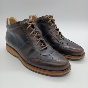 Sutor Mantellassi Mens Brown Leather Mid Top Sneakers Made in Italy Size 9 Shoes
